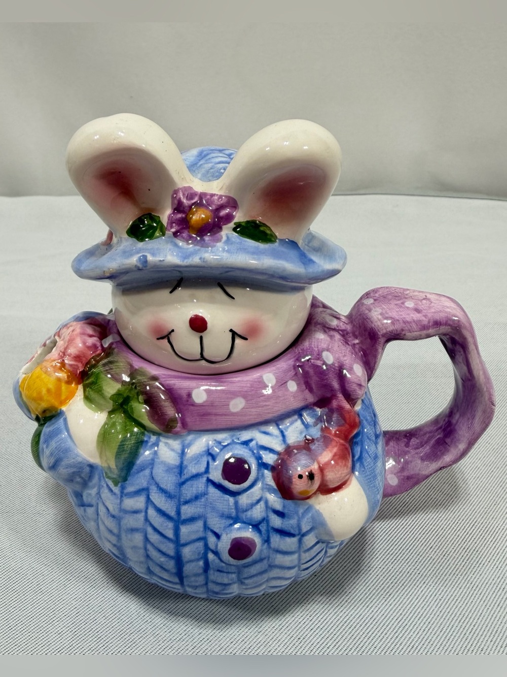 Vintage Ceramic Easter Bunny Teapot Spring Decorative Pink Blue Flomo Unlimited